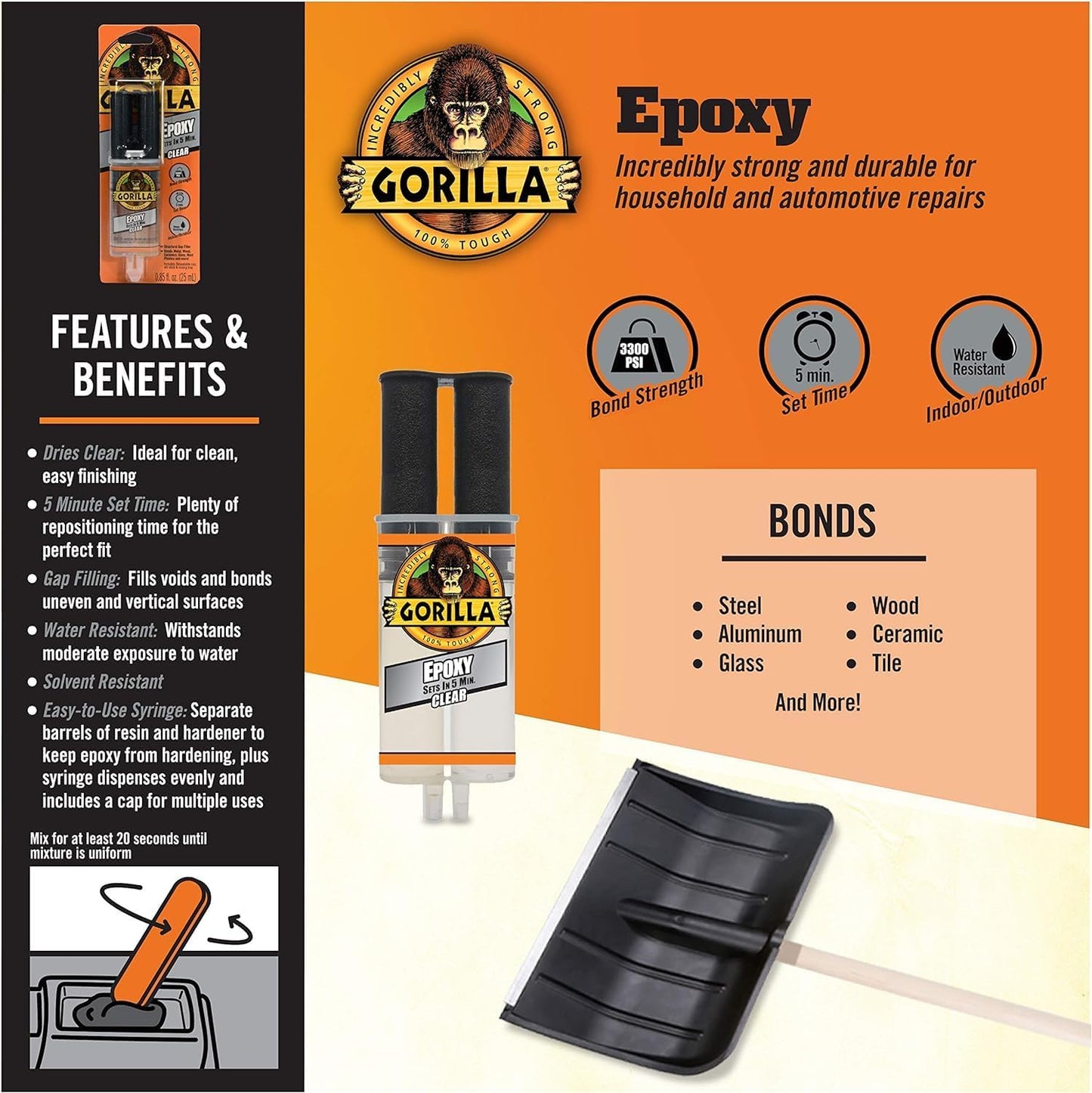 Gorilla Epoxy Glue 25ml Resealable Syringe