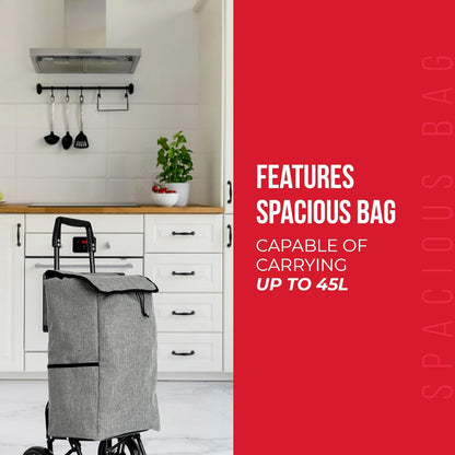 Marino Grey Shopping Trolley on Wheels | 45L Capacity | Foldable