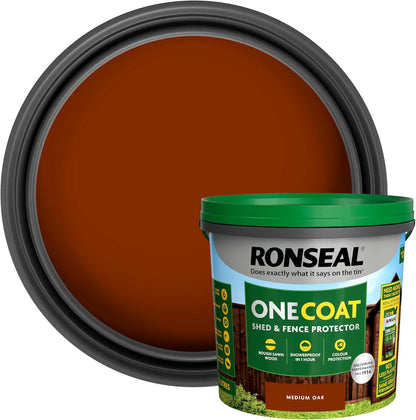 Ronseal One Coat Shed and Fence Protector Medium Oak 5 litres