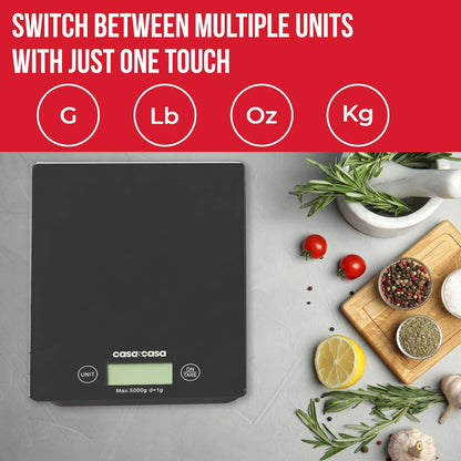 Casa & Casa Digital Kitchen Scales | Precise Graduation to 1g | Black.
