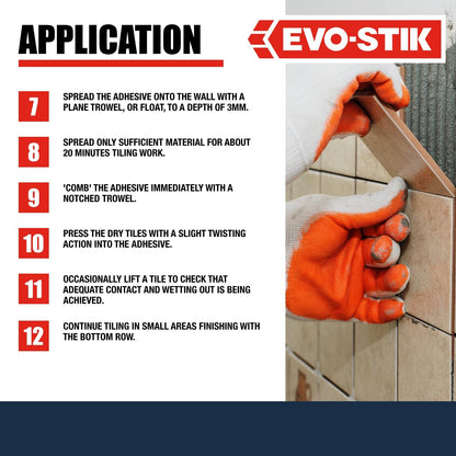 Evo-Stik Wall Tile Adhesive | Instant Grab | Multi Surface| Fast Acting |  1L Tub