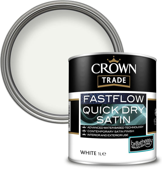 Crown Trade Fastflow Quick Dry Satin White
