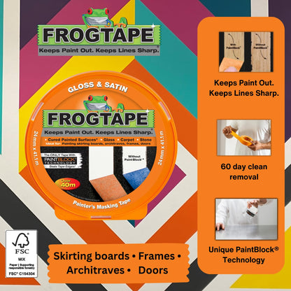 Frog Tape Orange Gloss & Satin | Painters Masking Tape | 24mm X 41.1M