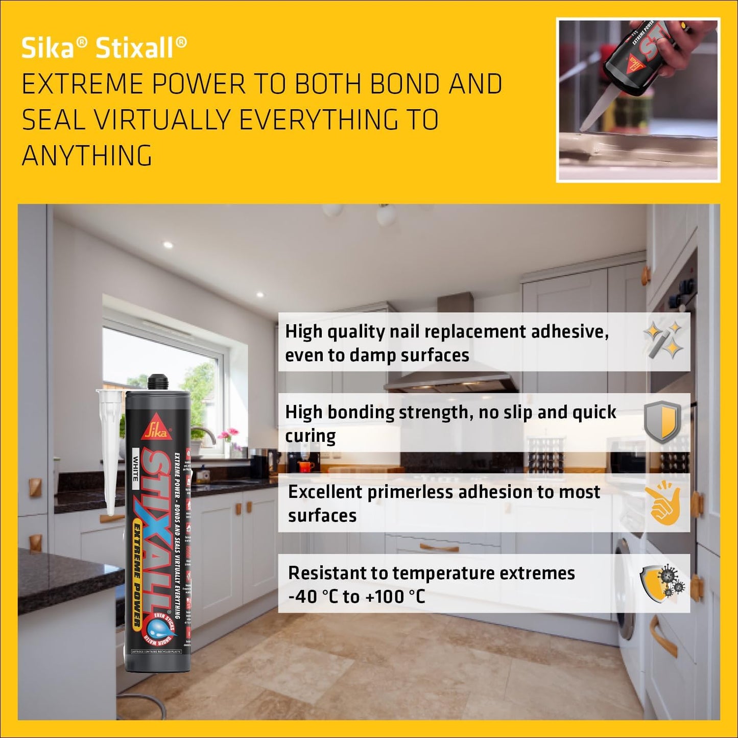 Sika Everbuild Stixall | Extreme Power Sealant And Adhesive | Waterproof | White | 12 x 290ml