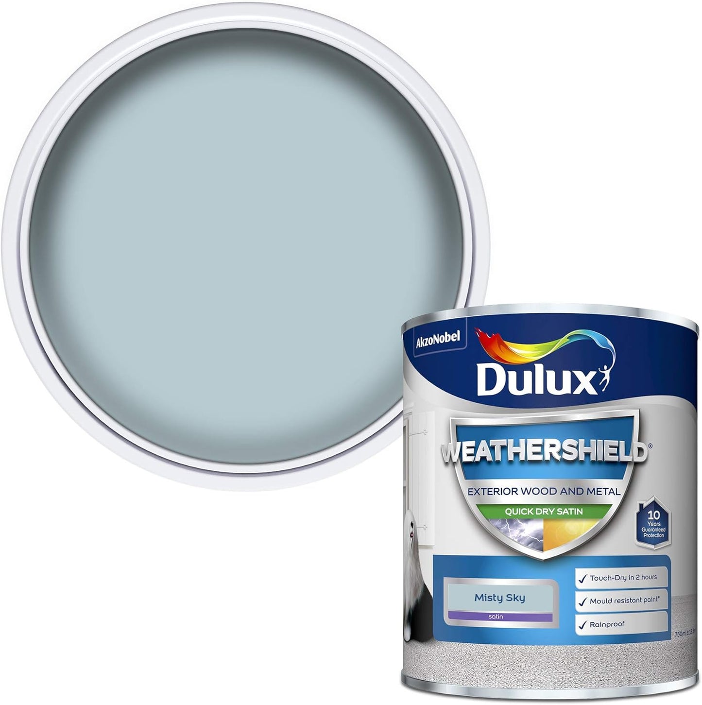 Dulux Weather Shield Quick Dry Satin Paint, 750 Ml - Misty Sky