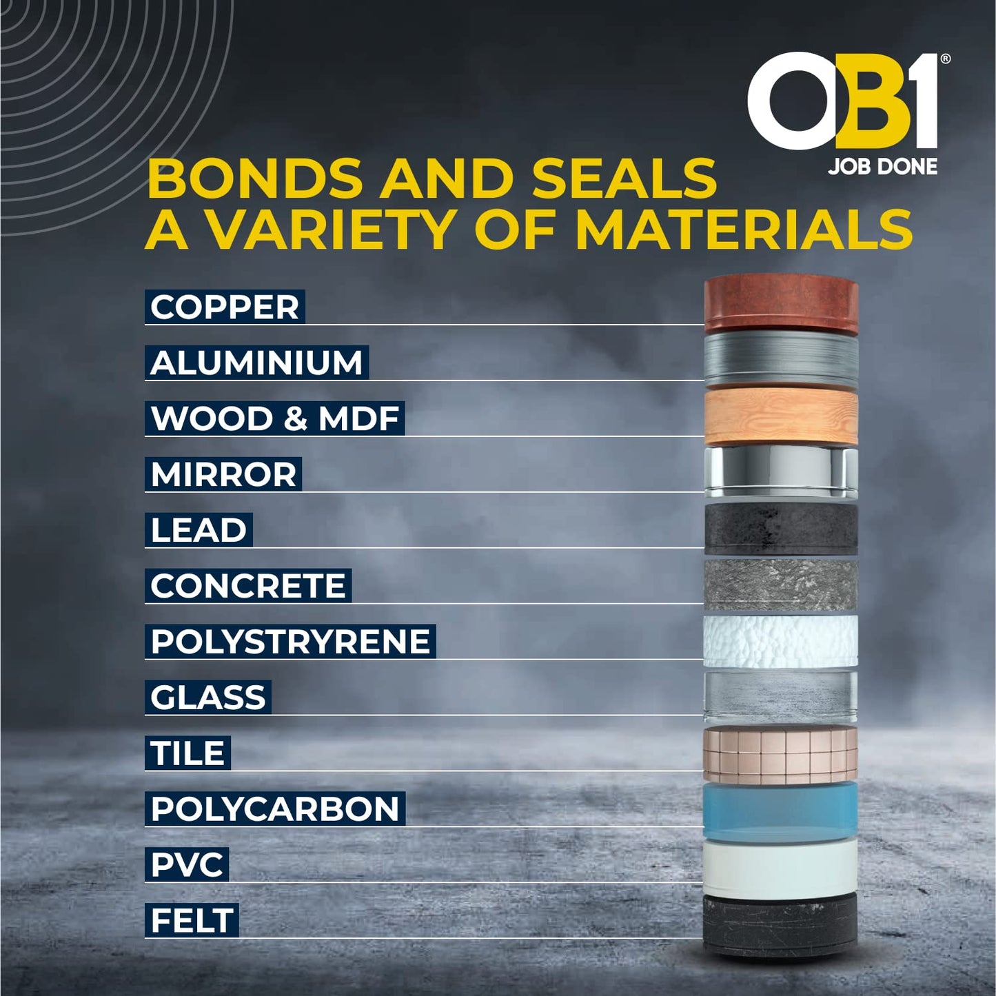 Ob1 Grey Multi-Surface Construction Sealant & Adhesive 290Ml