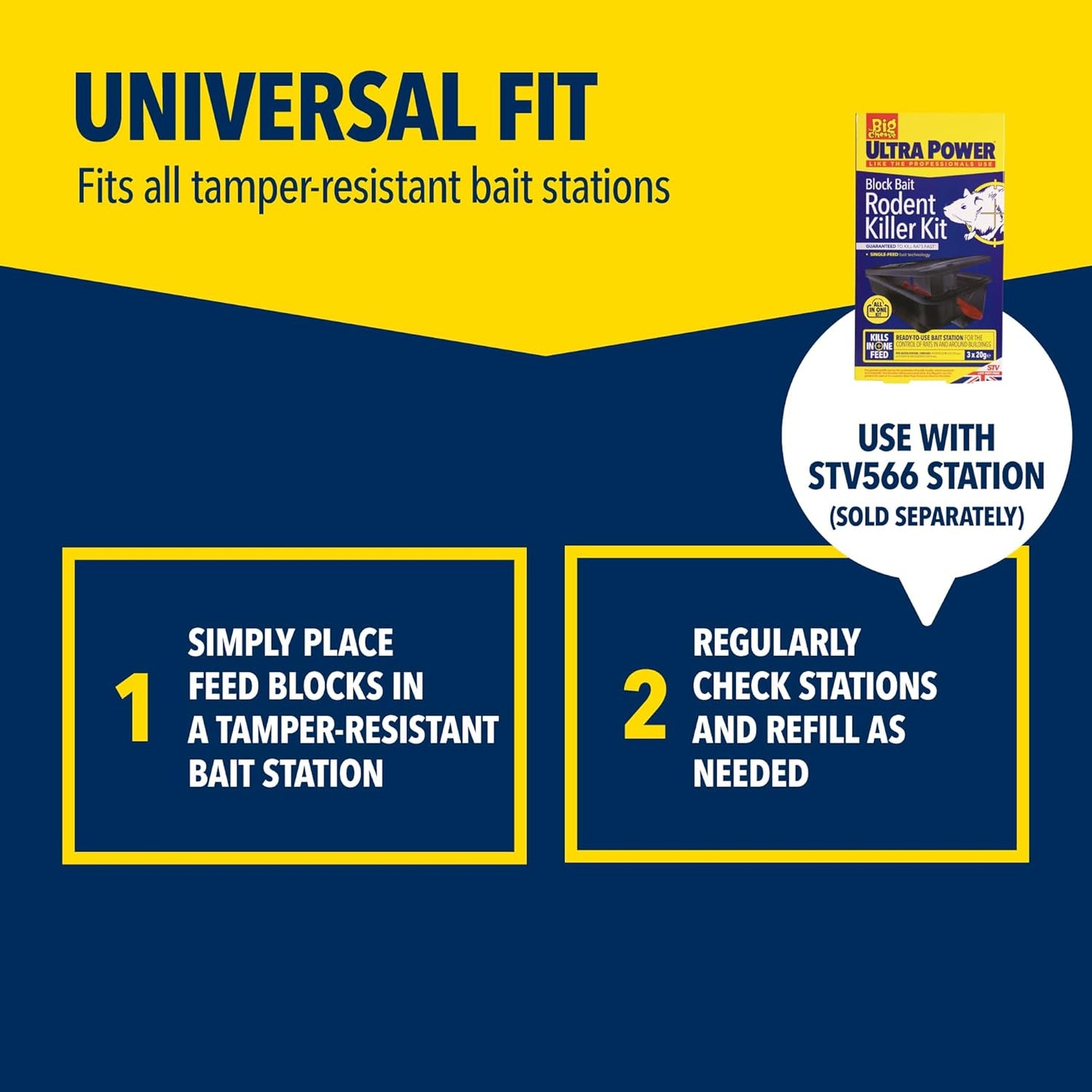 The Big Cheese Ultra Power Rodent Killer Bait Block | 15 x 20g | For Mice & Rats | Ultra Strength