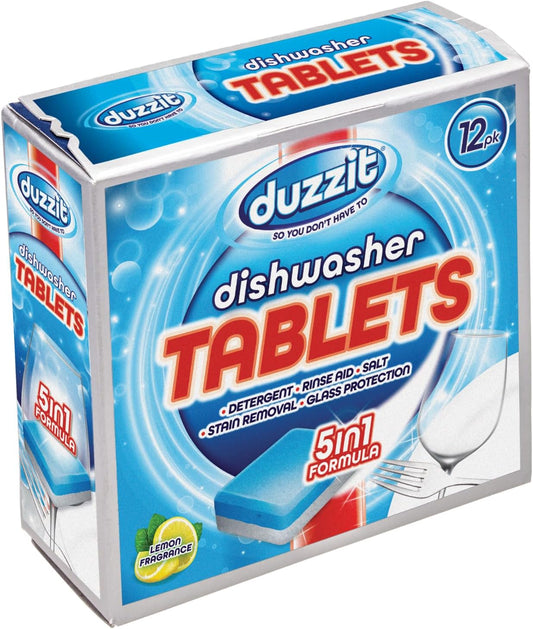 Duzzit Dishwasher Tablets 5 In 1 Action Lemon Fresh Removes Stains And Grease | 1 x 12's