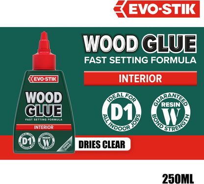 EVO-STIK Wood Glue | Interior | Extra Strong | Fast Setting | Dries Clear | 1 x 1000ml