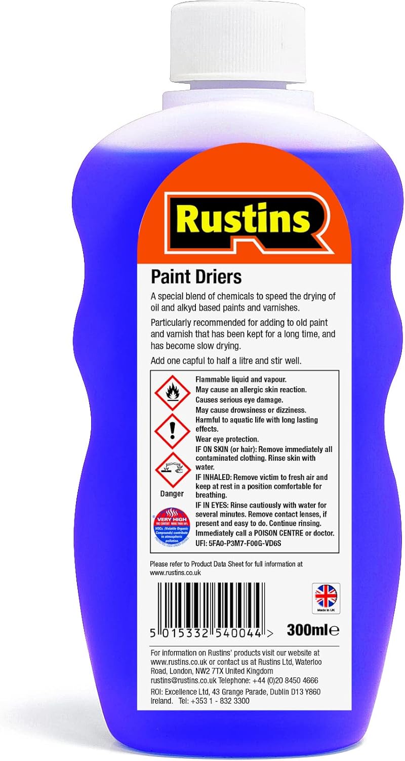 Rustins Paint Drier Liquid | Speeds up Drying for Paints & Varnish 300ml