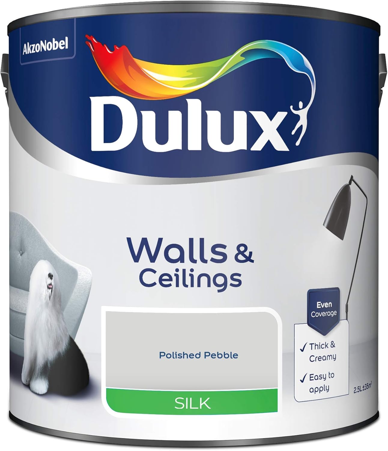 Dulux Walls & Ceilings Polished Pebble Silk Emulsion paint, 2.5L