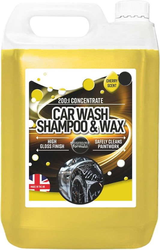 Flow Car Wash & Wax Shampoo Concentrate | Cherry Scented | With Carnauba Wax | 1 x 2.5L