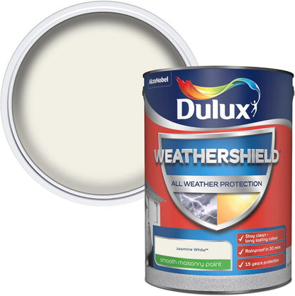 Dulux Weathershield Smooth Masonry Paint - Jasmine White - 5L
