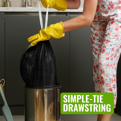 20-Pack Ultimate Embossed Black Drawstring Bin Liner Bin Bag Refuse Sacks Heavy Duty - 80L Capacity