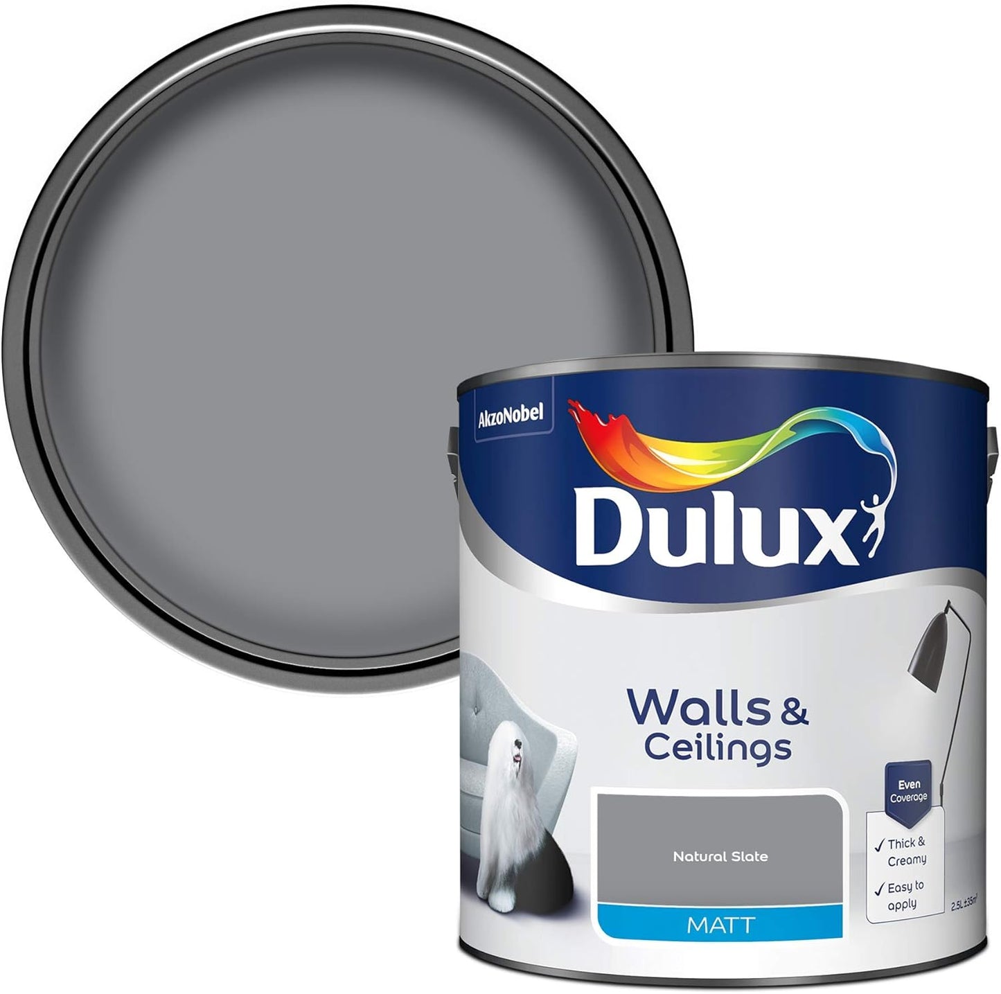 Dulux Matt Emulsion Paint - Natural Slate - 2.5L