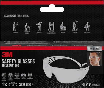 3M SecureFit SF200C-1 Clear Anti-scratch Safety Glasses 3M