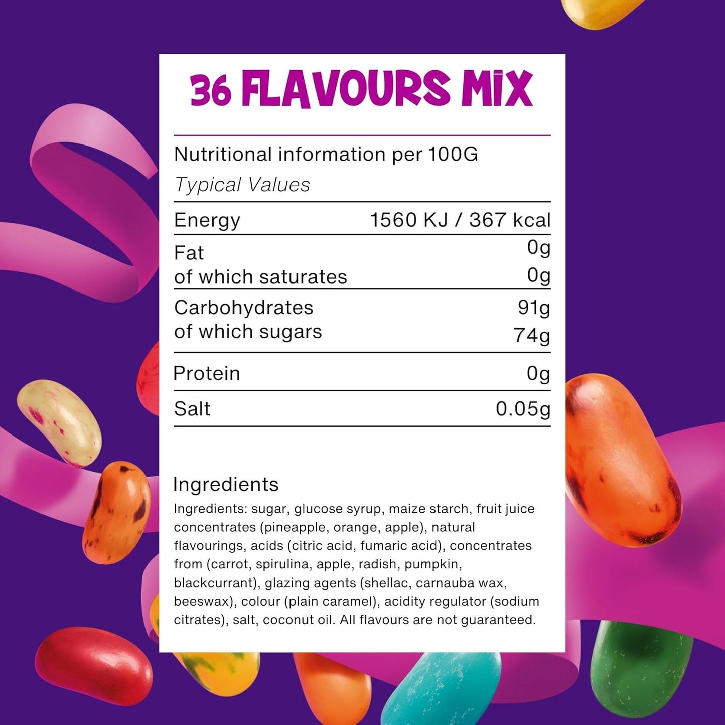 The Jelly Bean Factory, Jelly Beans | Mixed 36 Flavours | 1 x 900g Jar
