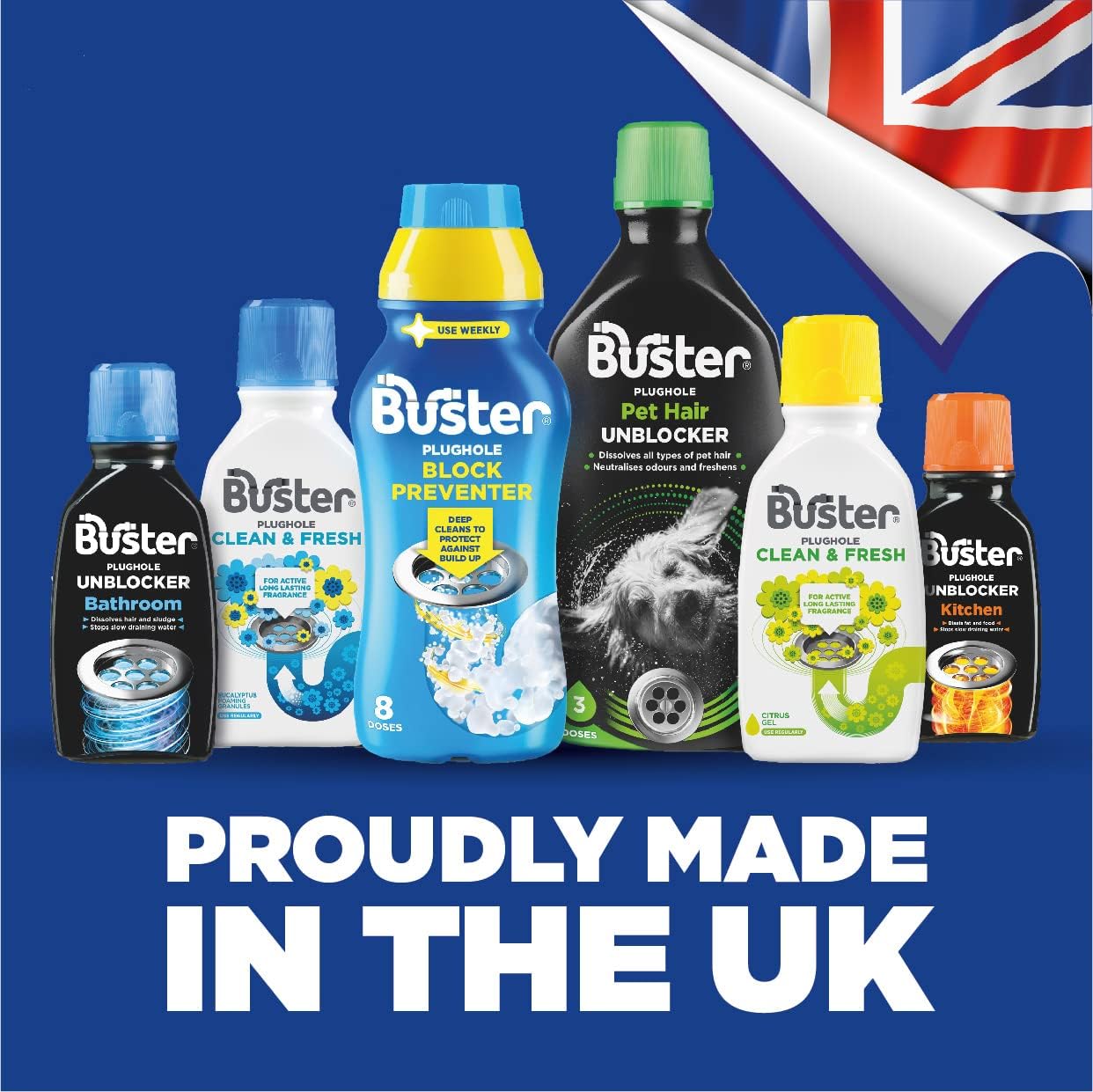 Buster Plughole Sanitiser Eucalyptus Foaming Granules 300g