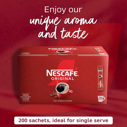 Nescafe One Cup Sticks Coffee Sachets (Pack of 200) New Smoother Taste