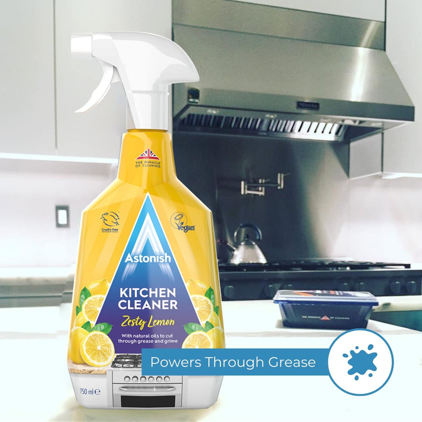 Astonish Kitchen Cleaner, Vegan And Cruelty Free And Blended With Natural Oils, 750ml, Zesty Lemon - UK BUSINESS SUPPLIES