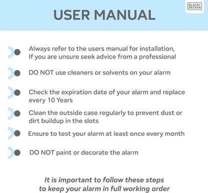 Black + Decker Heat Alarm |10 Year Sealed Lithium Battery Life | Thermistor Sensor | For use in