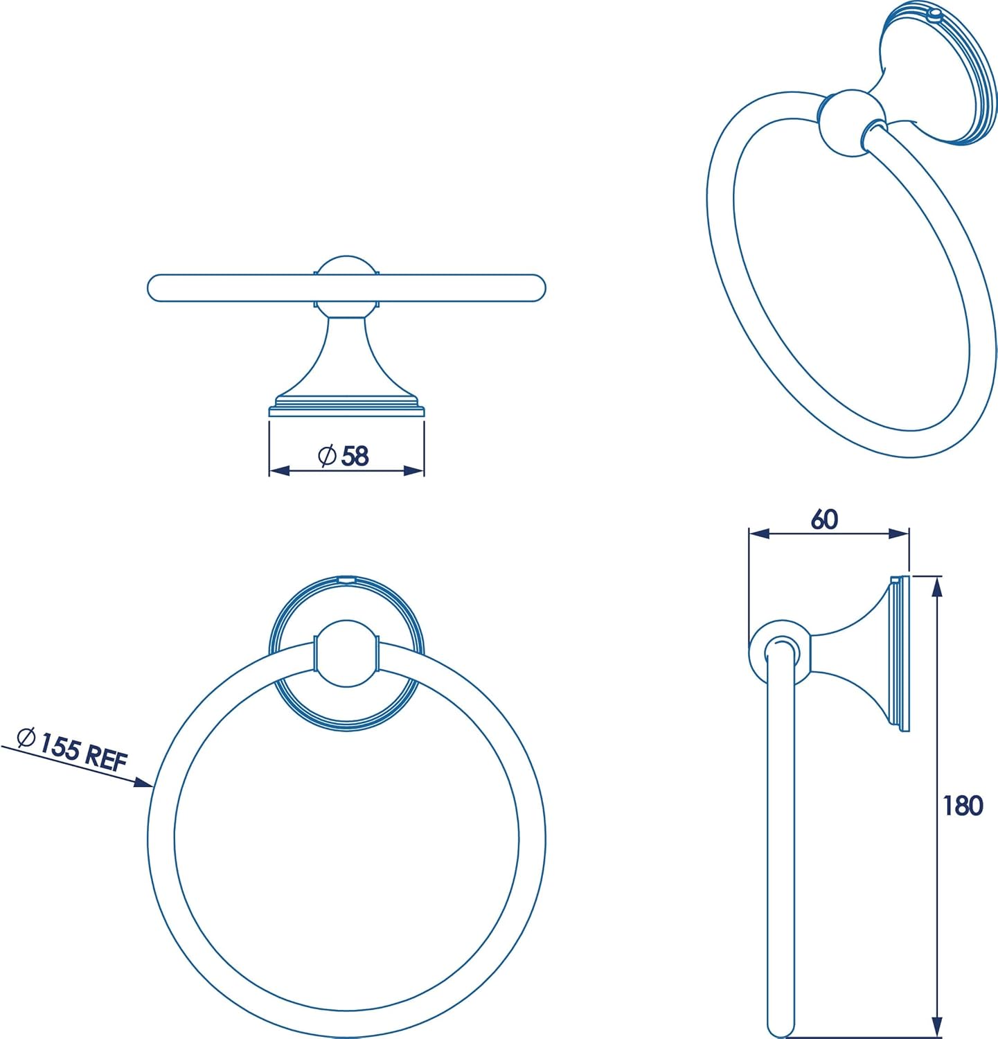 Croydex Qm201541 Westminster Towel Ring, Chrome