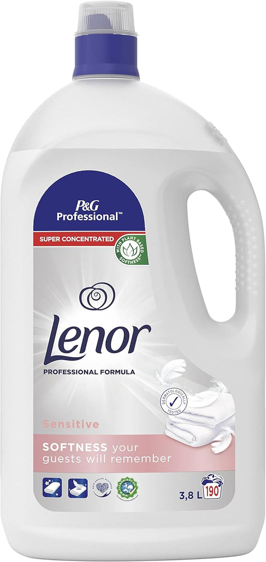 Lenor - Professional Sensitive Fabric Softener, 190 Washes - 3.8L