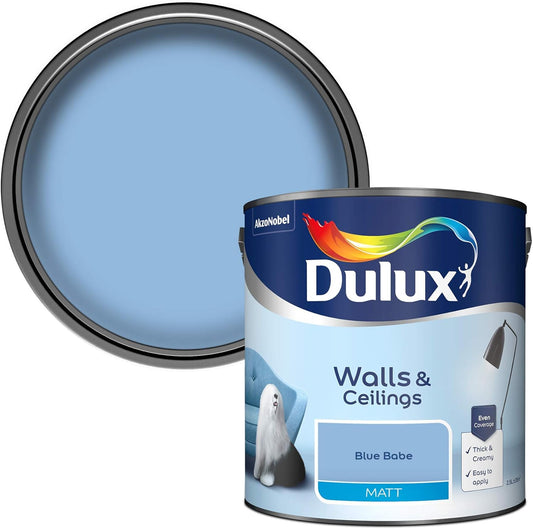 Dulux 500006 Matt Emulsion Paint For Walls And Ceilings - Blue Babe 2.5L