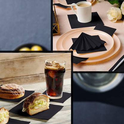Bulky Soft Bar Napkins / Serviettes 2ply 23cm BLACK {100}