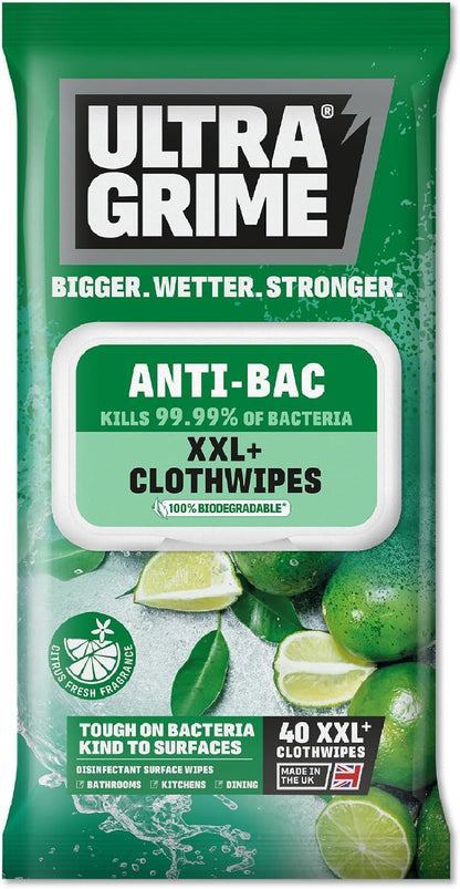 UltraGrime Antibacterial Wipes 40 Thick Large Wipe Pack