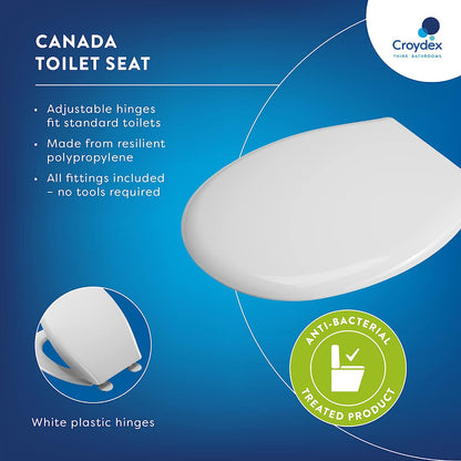 Croydex Canada Anti Bacterial Toilet Seat, White, 36 x 42.5cm