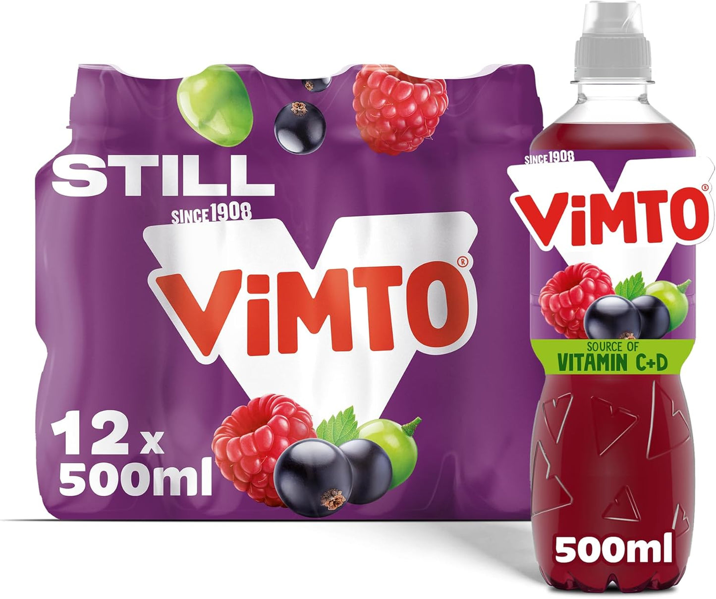 Vimto 500ml ORIGINAL Still Sportscap Bottles (Pack of 12)
