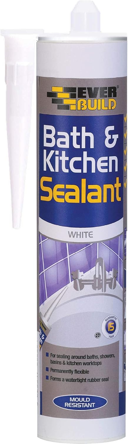 Everbuild Bath and Kitchen Acrylic Sealant – Anti Mould Formulation – White – 3 x 290ml cartridge (Copy)