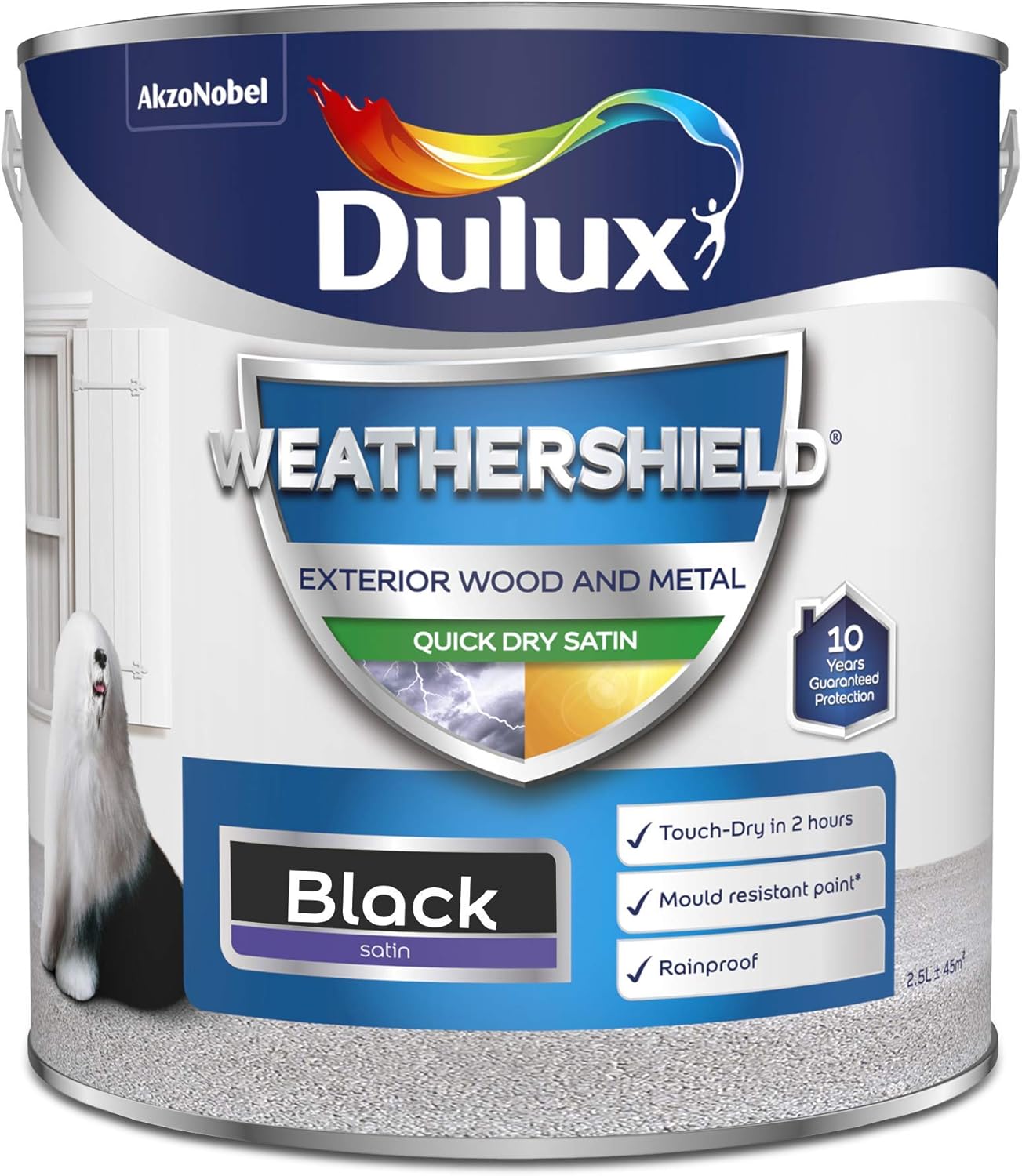 Dulux Weather Shield Quick Dry Satin Paint, 2.5 L - Black