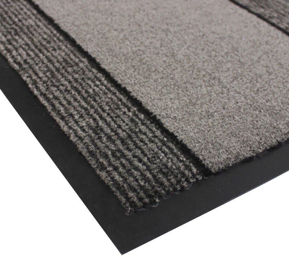 Jvl Miracle Grey With Charcoal Stripes Barrier Mat, 40 X 60 Cm