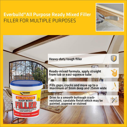 Everbuild All Purpose Ready Mixed Filler – Interior And Exterior Use – White – 600G
