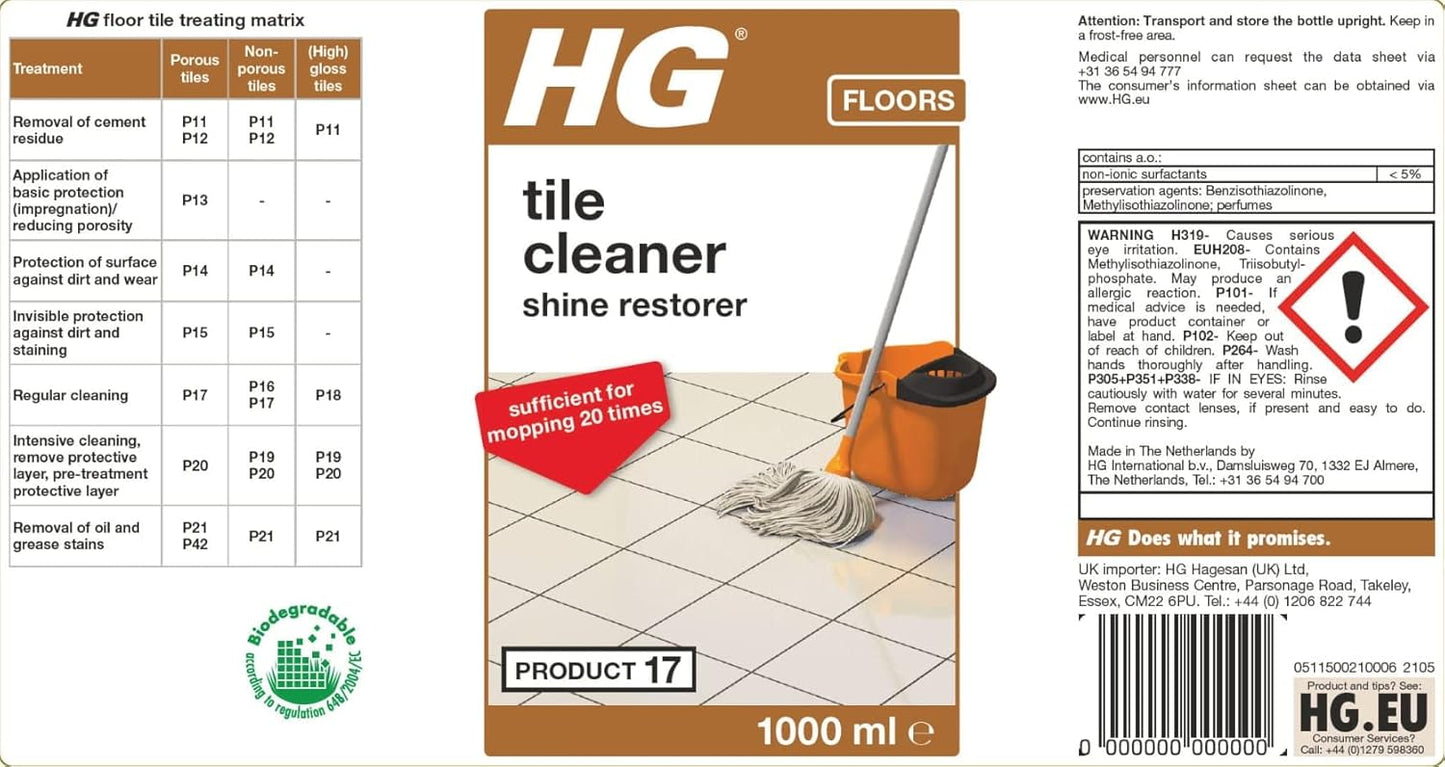 HG Shine Restoring Tile Cleaner | Shine Enhancer | Product 17 | 1 Litre