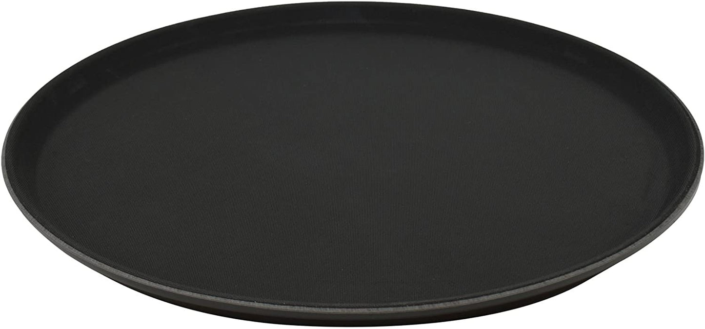 Round Bar tray -  14'' Black Non Slip Round Serving Drinks Trays