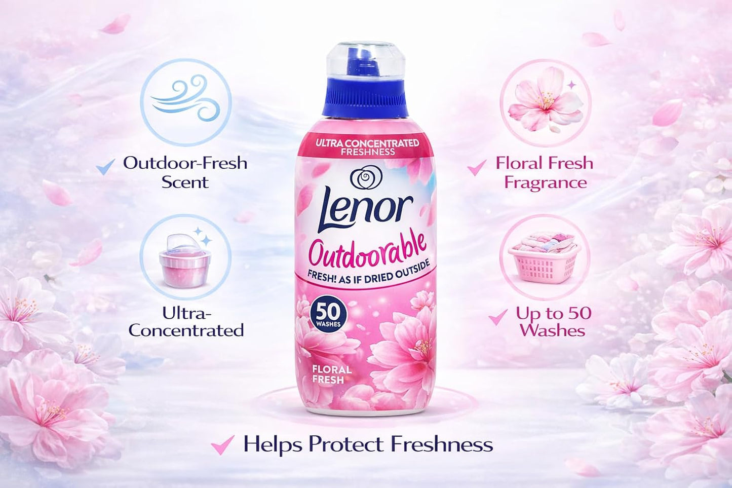 Lenor Outdoorable Floral Fresh Fabric Conditioner Liquid 50 Washes