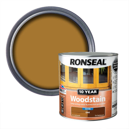 Ronseal 10 Year Oak Satin Quick dry Doors & window frames Wood stain, 2.5L