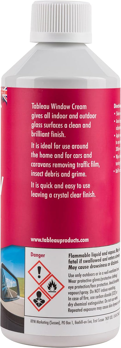 Tableau Window Cream, Cleans And Polishes All Glass Surfaces, 500ml