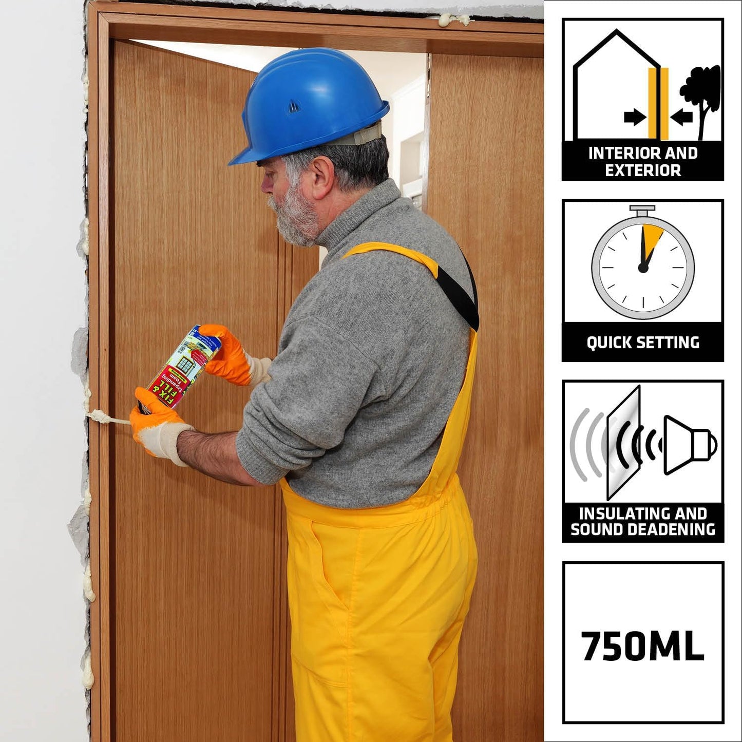 Everbuild Fix & Fill Quick Setting | Expansion Foam in a Aersol | Hole and gap Filling Foam | 3 x 750ml