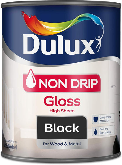 Dulux Non Drip Gloss Paint For Wood And Metal - Black 750 Ml