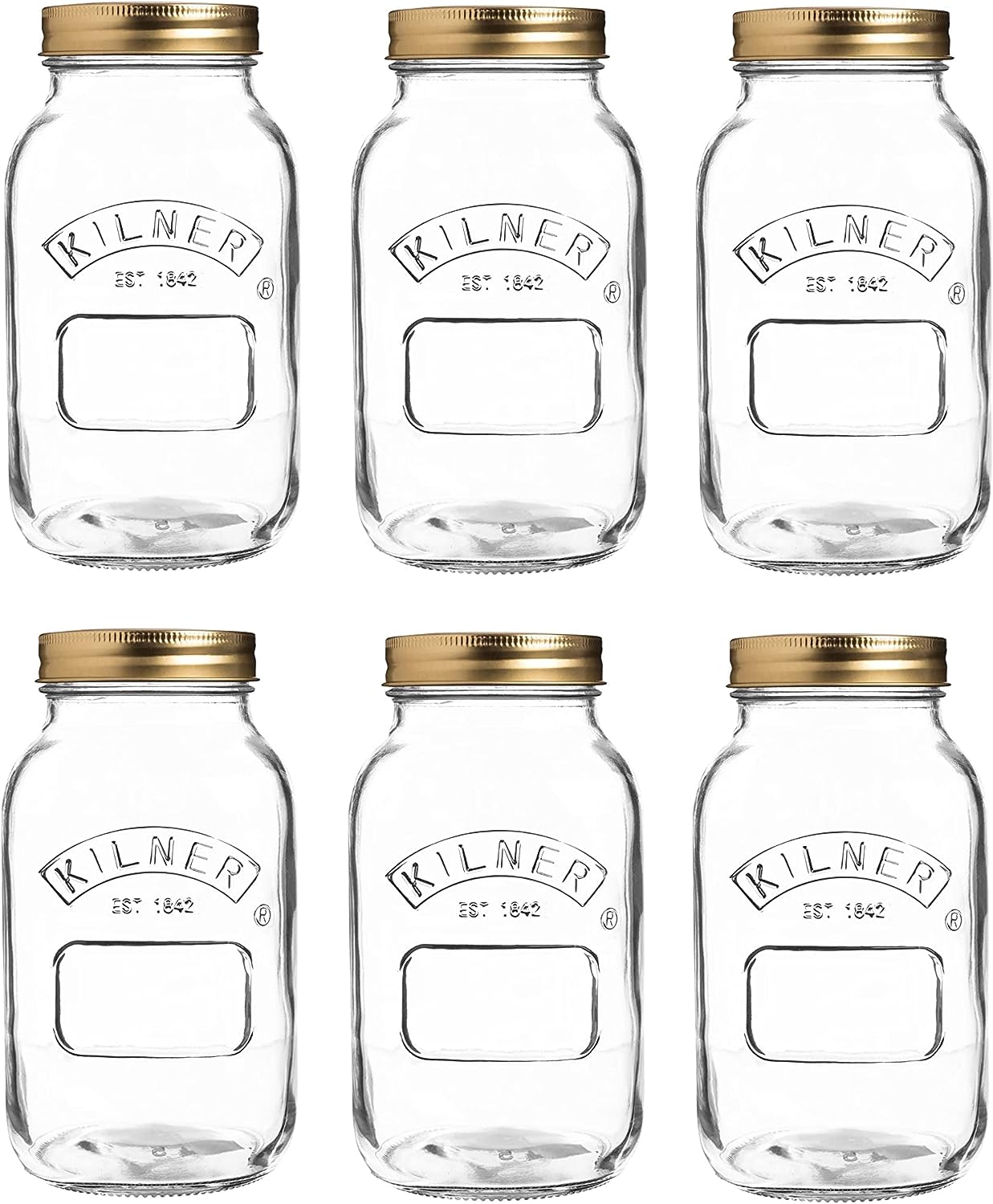 Kilner Round Glass Screw Top Lid Preservation Storage Jar, 1 L