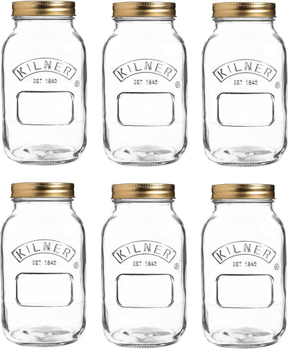 Kilner Round Glass Screw Top Lid Preservation Storage Jar, 1 L