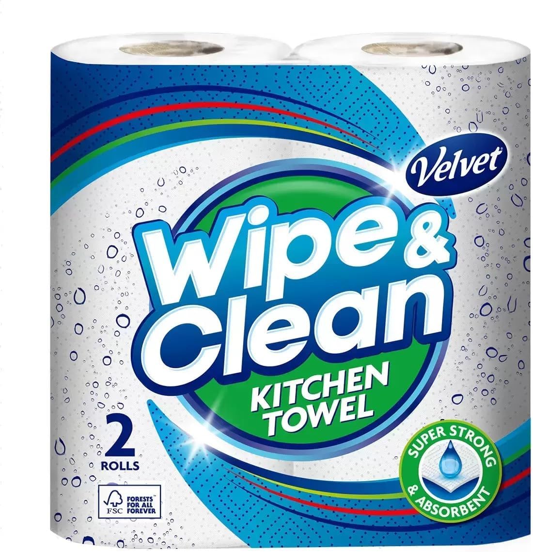 Velvet Wipe and Clean Kitchen Roll Towel Twin Pack | 3 Pack Bundle | 6 Rolls Total