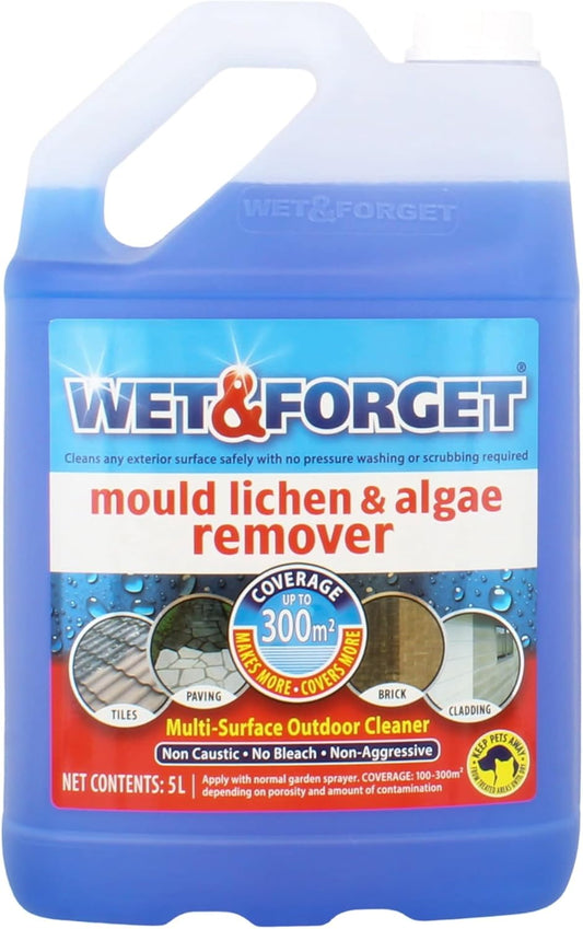 Wet & Forget Mould, Lichen & Algae Remover, Outdoor Patio Cleaner | 5 Litre
