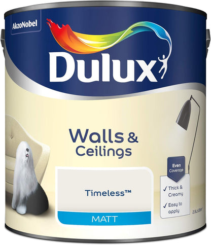 Dulux Matt Emulsion Paint For Walls And Ceilings - Timeless 2.5 Litres