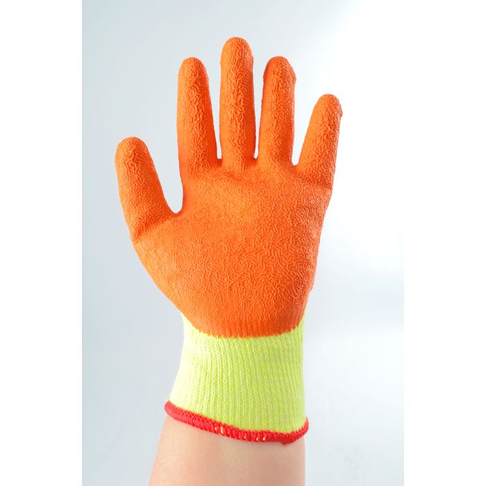 Hilka Branded Orange Latex Coated Work Gloves {Large}