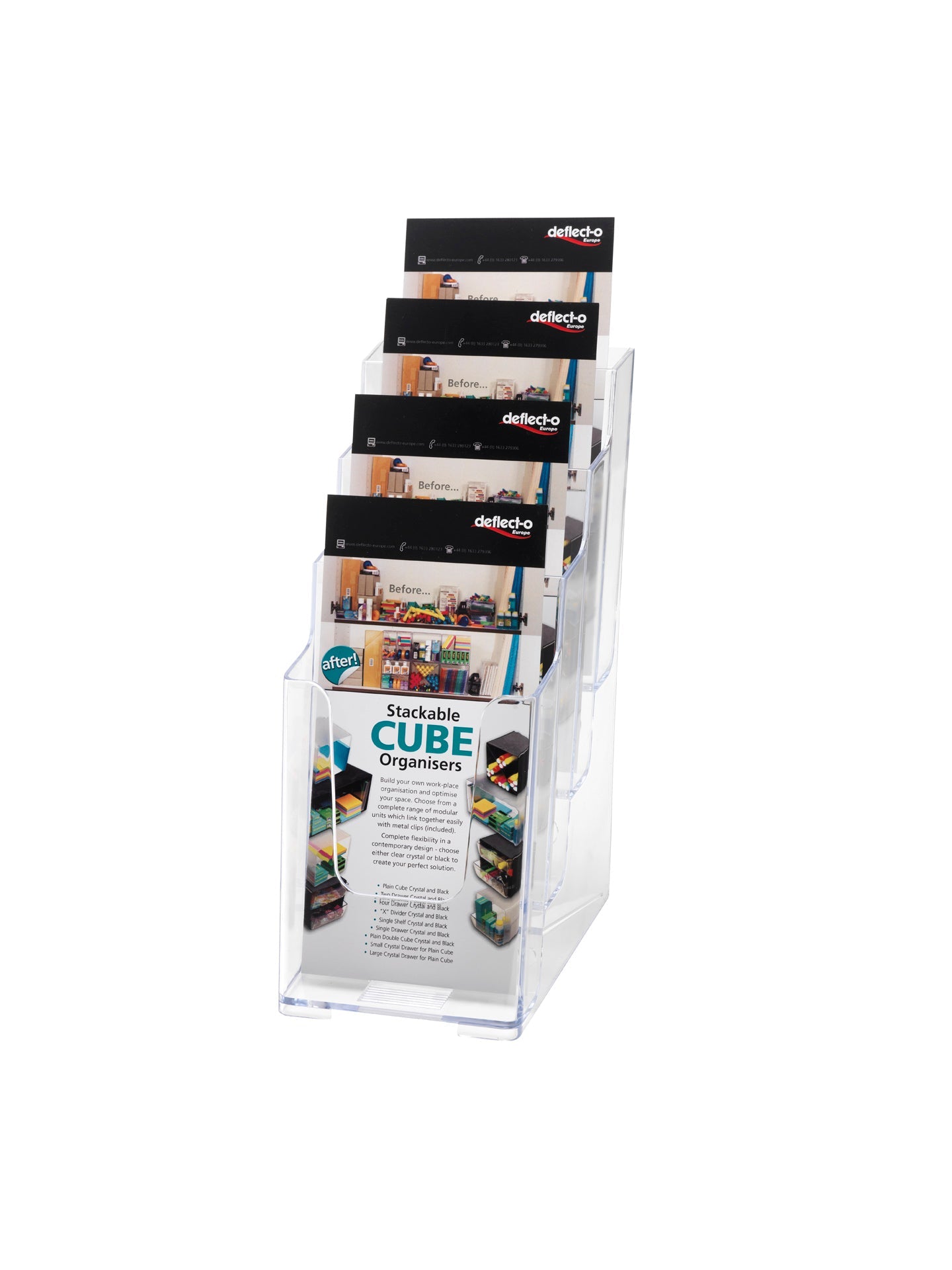 Deflecto Literature Holder 4 Tier DL Portrait Clear - 77701